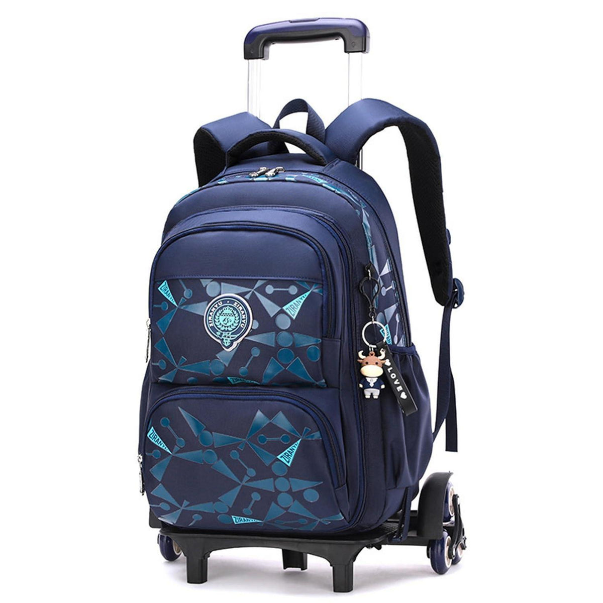 Rucksack mit Rollen für Kinder – Schultasche mit Trolley, Schwarz