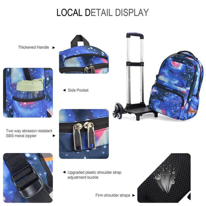 Rucksack mit Rollen für Kinder – Blauer Schulrucksack mit Trolley