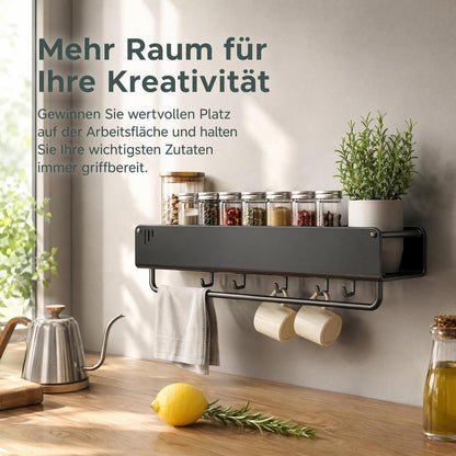 Hängendes Gewürzregal Anthrazitgold mit 6 Haken