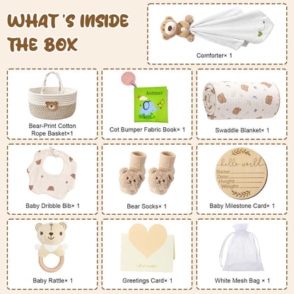Baby Geschenkset 10-teilig für Neugeborene Jungen & Mädchen