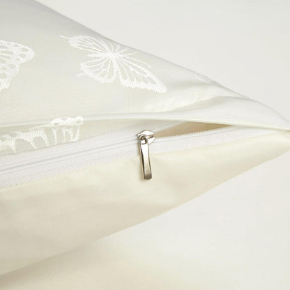 Satin Bettwäsche Set 135x200 Weiß Creme Schmetterling Jacquard