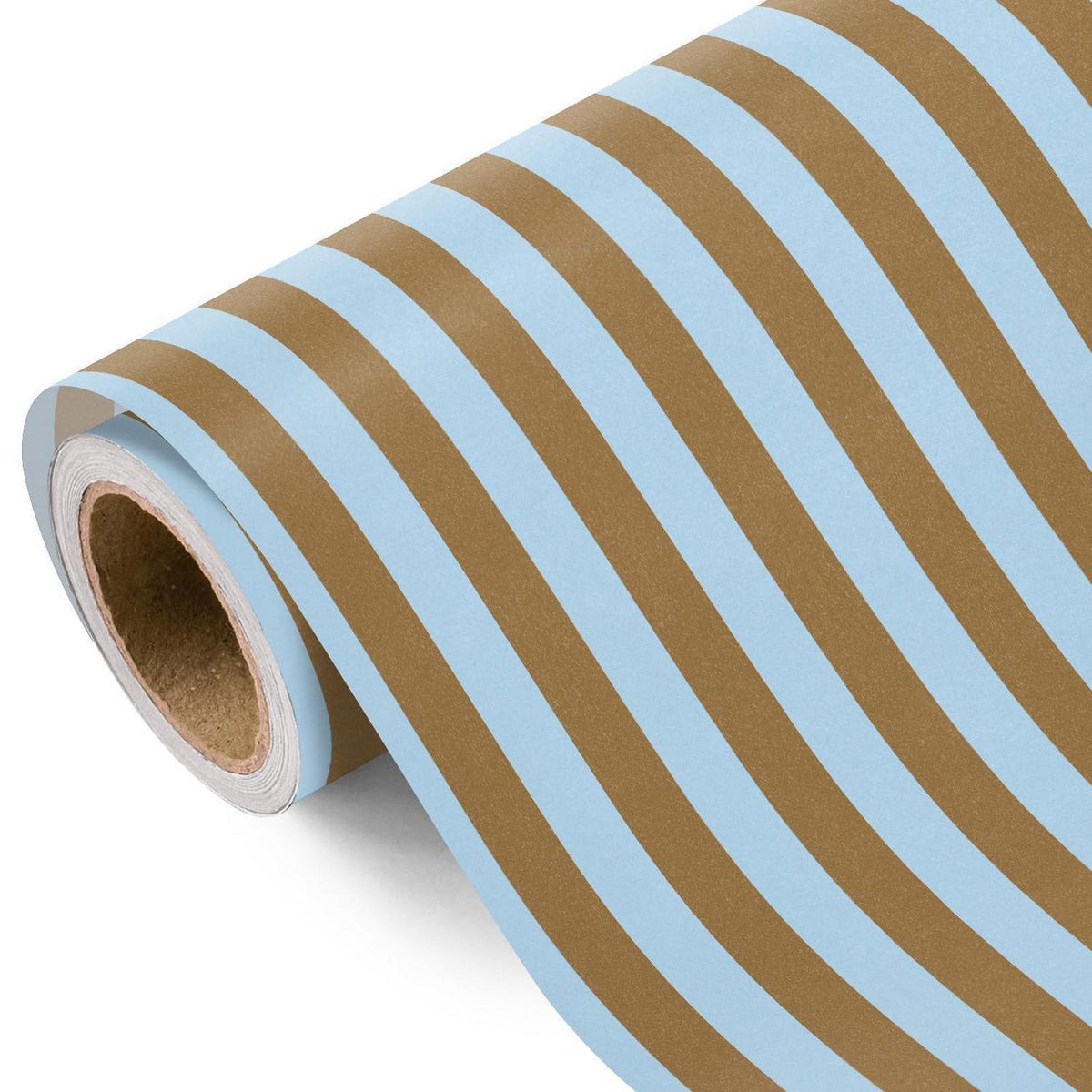 Geschenkpapier mit Kraftstreifen, blau-braun, 43,2cm x 5m
