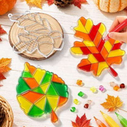 Herbst Kinder Bastelset Ahornblatt Fensterdeko zum Bemalen