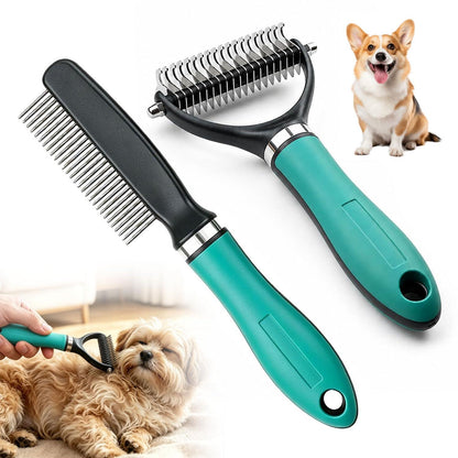 Unterwollbürste 3-in-1 für Hunde & Katzen – Fellpflege Grün