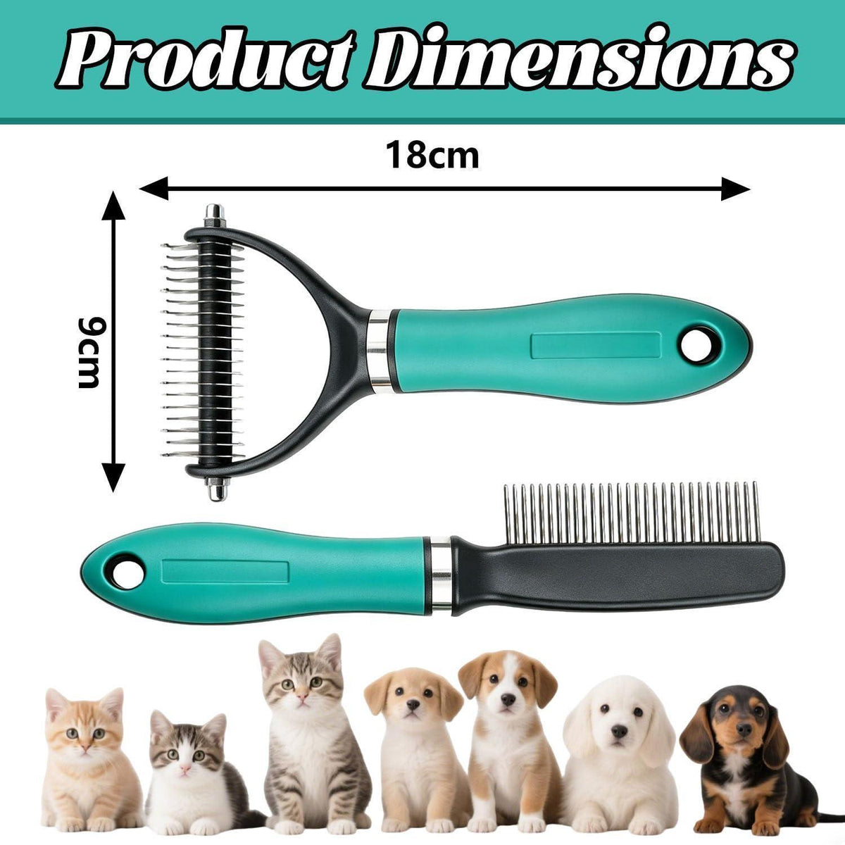 Unterwollbürste 3-in-1 für Hunde & Katzen – Fellpflege Grün