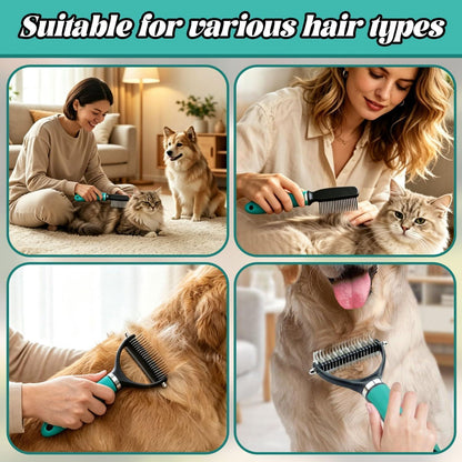 Unterwollbürste 3-in-1 für Hunde & Katzen – Fellpflege Grün
