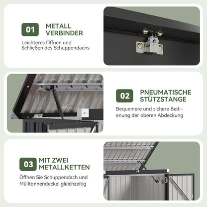 Gerätehaus Metall 150x117x80 mit Türen & Deckelzug