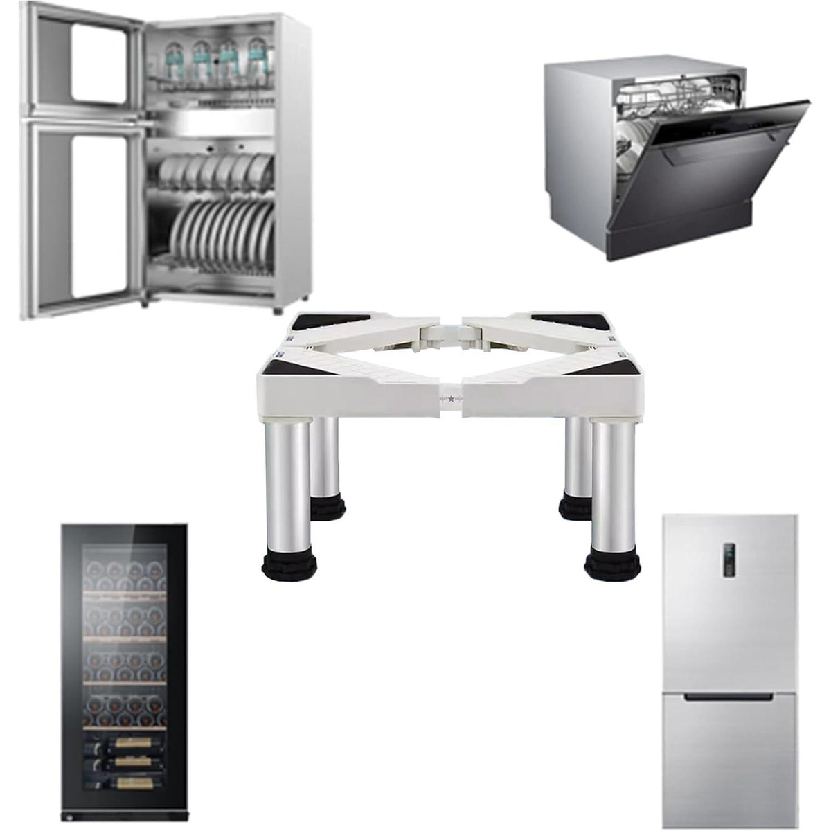 Höhenverstellbarer Kühlschrank-Waschmaschinen Sockel Grau 42-65cm
