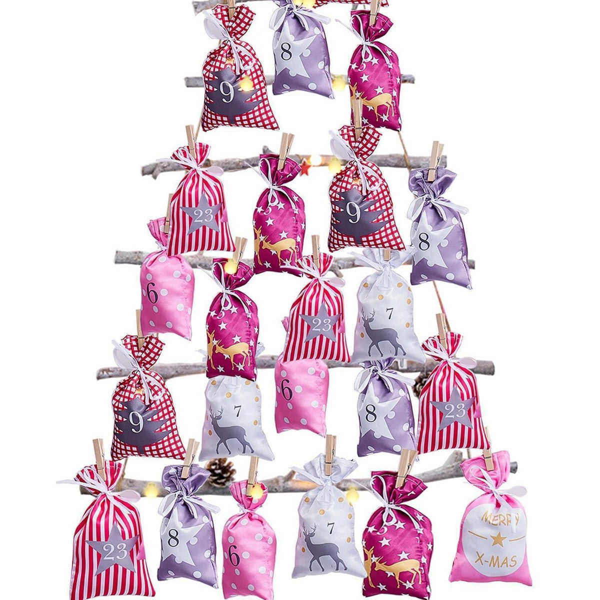 Adventskalender Groß zum Befüllen – 24 Jutebeutel & Deko
