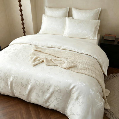 Satin Bettwäsche Set 220x240cm Beige mit Kissenbezügen