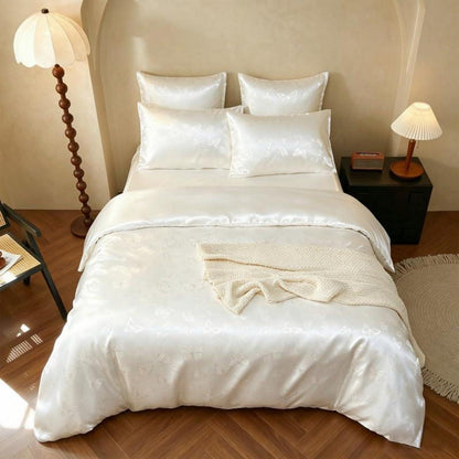 Satin Bettwäsche Set 135x200 cm Beige Mikrofaser