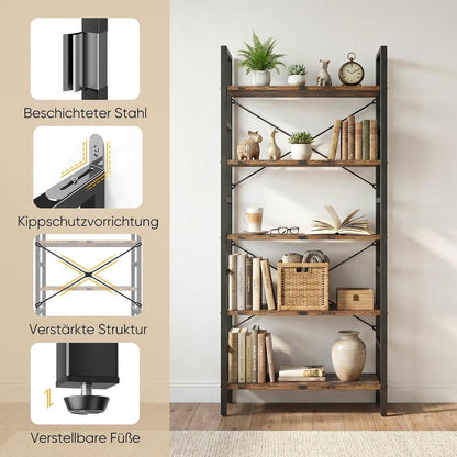 5-Ebenen Bücherregal | Standregal für Küche & Wohnzimmer