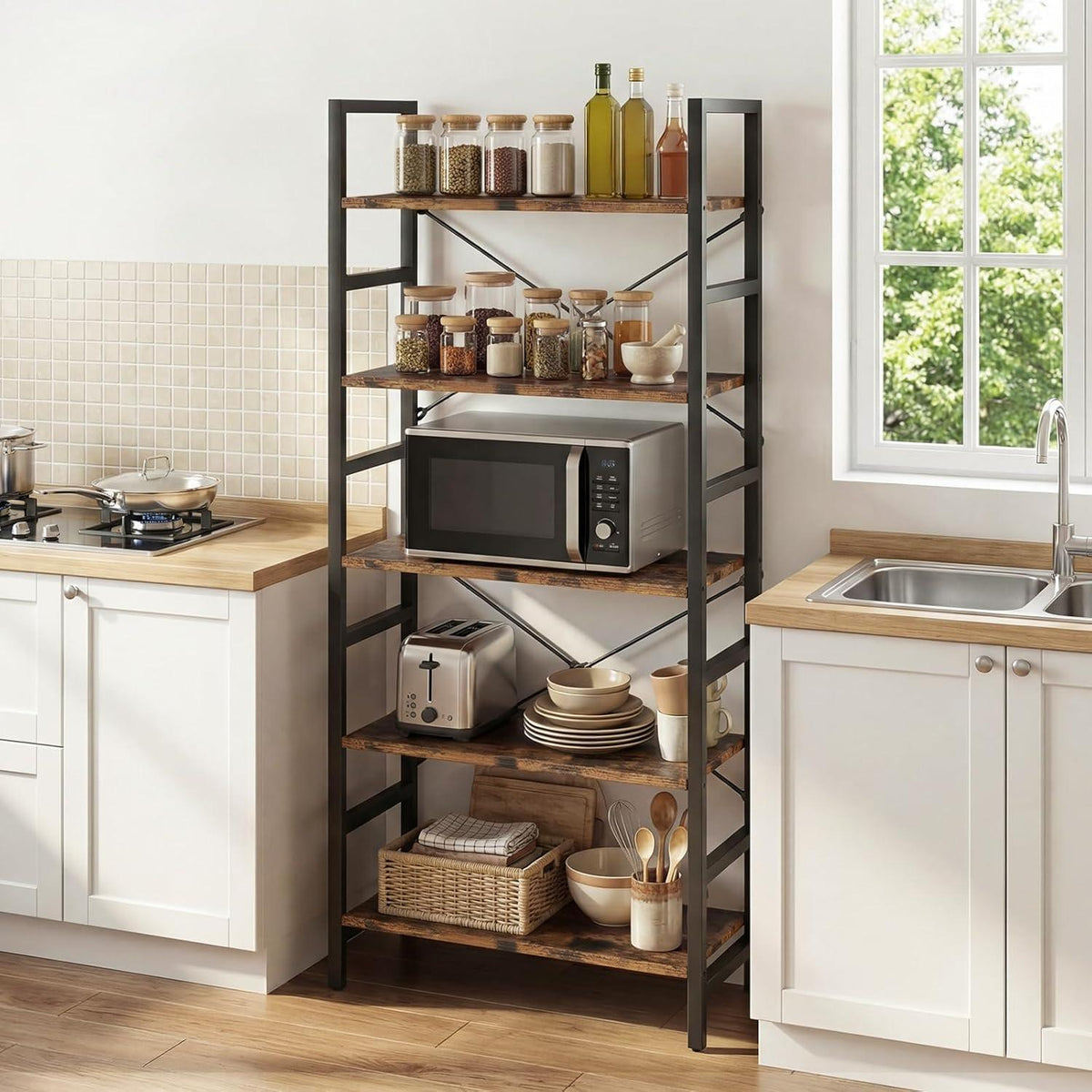 5-Ebenen Bücherregal | Standregal für Küche & Wohnzimmer