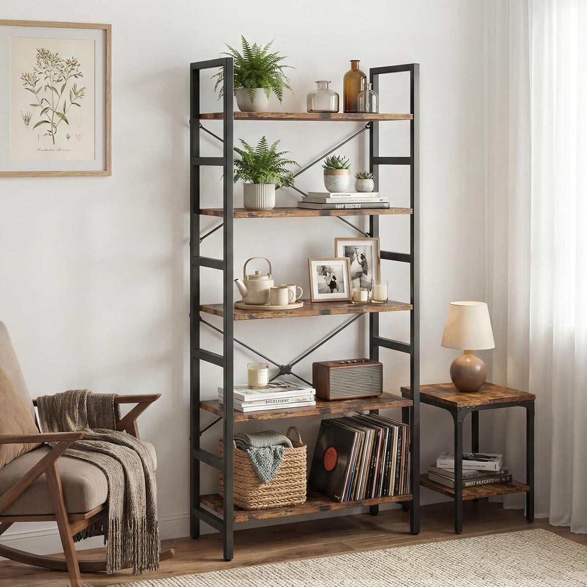 5-Ebenen Bücherregal | Standregal für Küche & Wohnzimmer