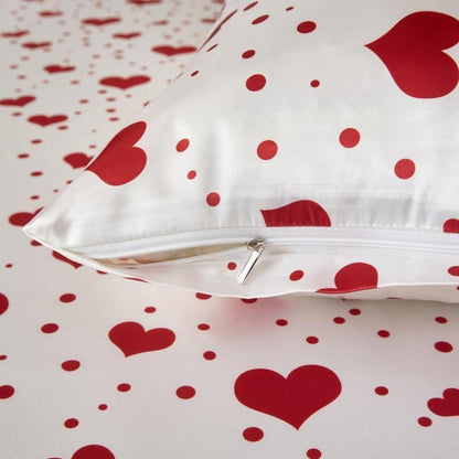 Gezu Satin Bettwäsche Set 220x240 Rot Herzen