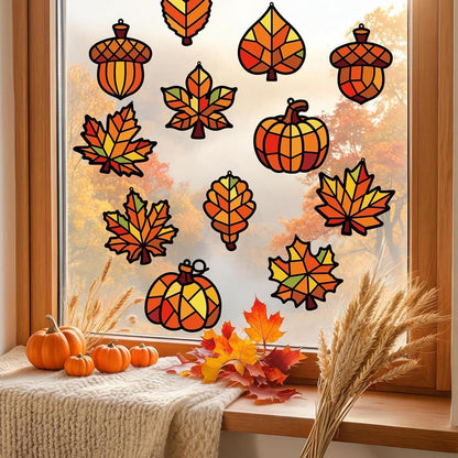 Herbst Bastelset Kinder Ahornblatt Fensterbilder 24er Set