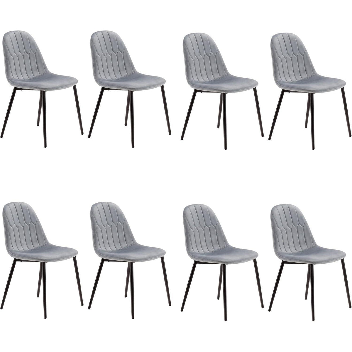 YOUDENOVA Esszimmerstühle 4er Set, Grau, Samt & Metall