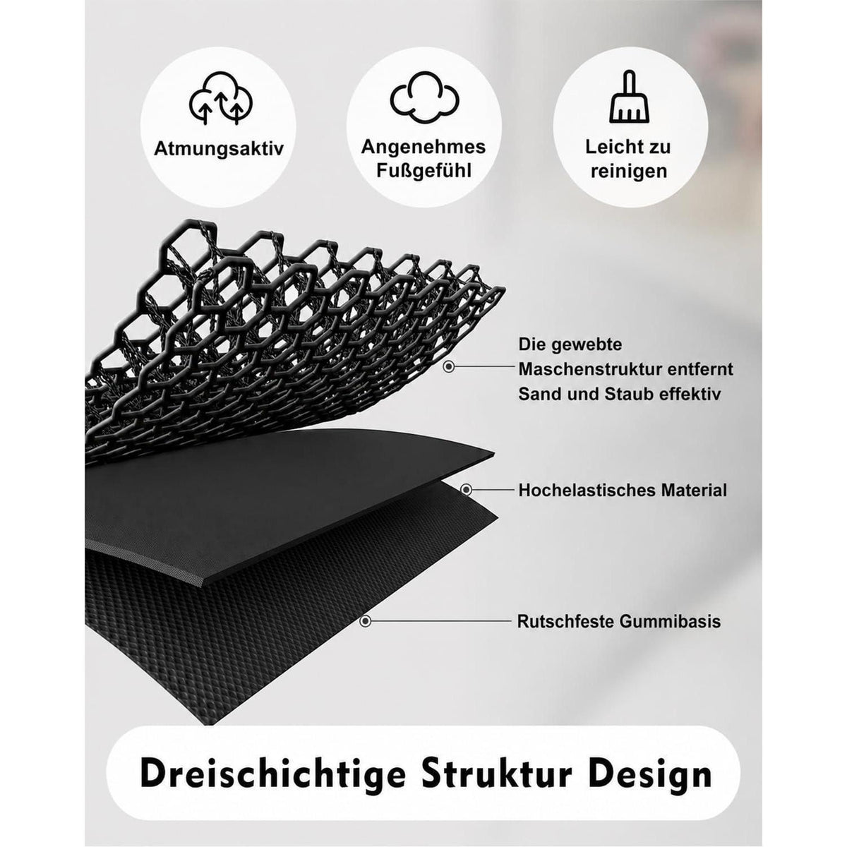 Fußmatte Halbrund 43x76 cm - Rutschfest & Schmutzfang für Draußen