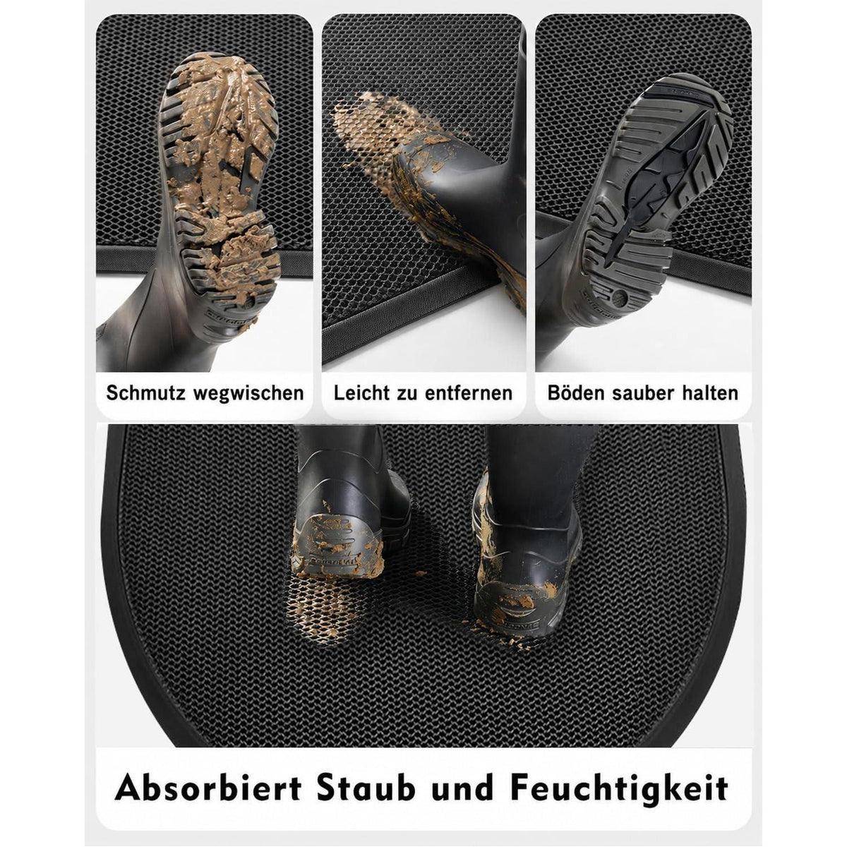 Fußmatte Halbrund 43x76 cm - Rutschfest & Schmutzfang für Draußen