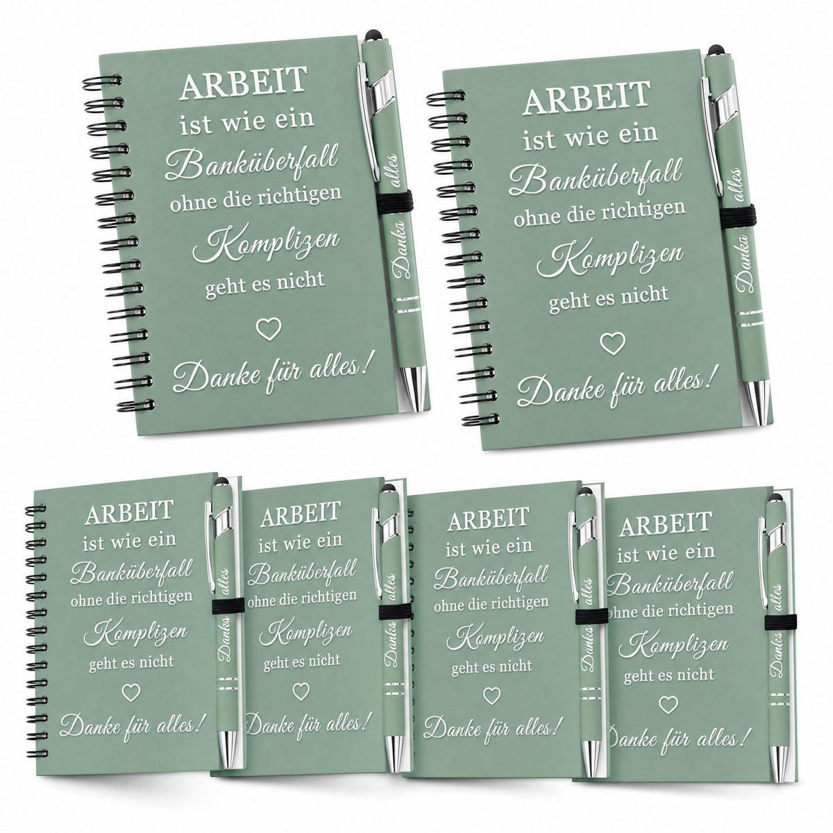 Notizbuch Set 6-teilig mit Kugelschreibern & Klee-Motiv