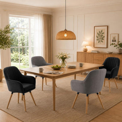 Esszimmerstühle 4er Set, 360° Drehbar, Samt & Komfort