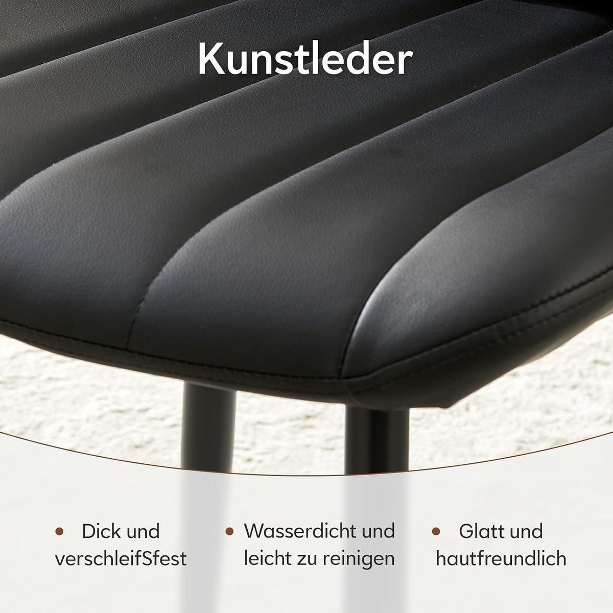 Esszimmerstühle Set 4er – Schwarz, Metall in Lederoptik