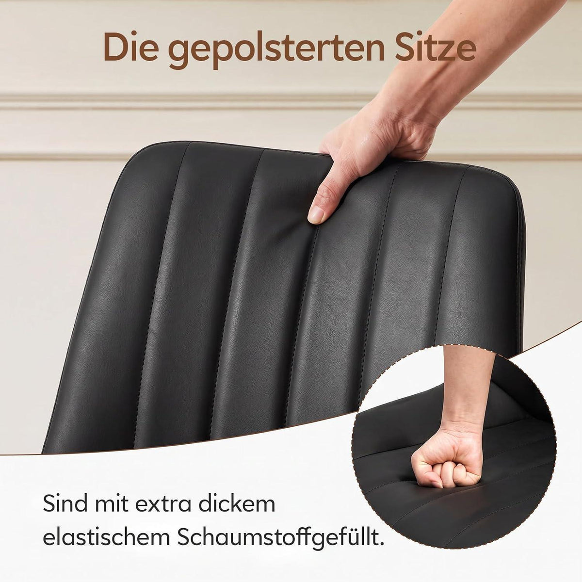 Esszimmerstühle Set 4er – Schwarz, Metall in Lederoptik