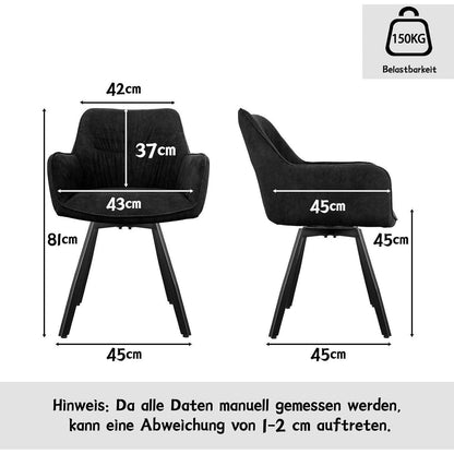 Drehbarer Esszimmerstuhl mit Armlehne & Kurzflor-Stoff Schwarz