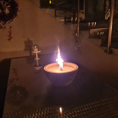 Schwabenfire Outdoorkerze aus Terrakotta mit Dauerdocht Grau Braun Wetterfeste outdoorkerzen Wiederverwendbar Handgemacht Made in Germany