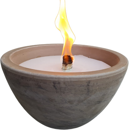 Schwabenfire Outdoorkerze aus Terrakotta mit Dauerdocht Grau Braun Wetterfeste outdoorkerzen Wiederverwendbar Handgemacht Made in Germany